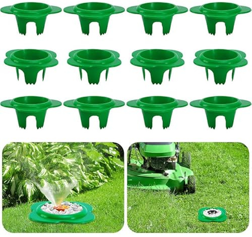Adnee 12 Pcs Lawn Sprinkler Head Protector, 6 Inch Flower Shaped Sprinkler Donut with 3.8 Inch Inner Diameter, Green Outdoor Lawn Sprinkler Guard to Reduce Damage from Cars and Mowers