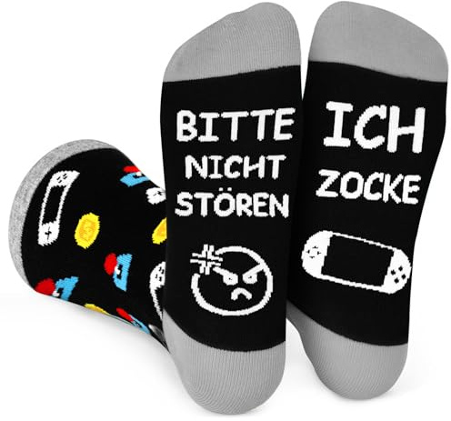 Trustnice Lustige Socken Herren Gamer Geschenk Junge,Gaming Zocken Geburtstagsgeschenk Für Männer,Jungs, Zocker, Fahrrad zu Weihnachten Geburtstag Vatertag