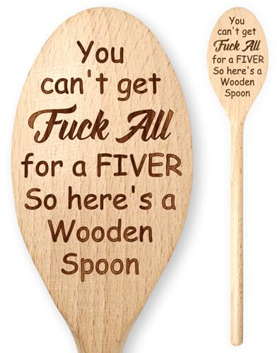 You Can’t Get F**K All For A Fiver 5 Tenner 10 Wooden Spoon Secret Santa Gift Present Adults Work Office Christmas Novelty Funny Humour Partner Colleague Joke Prank Gag Cheeky Playful Parties Rude Bad