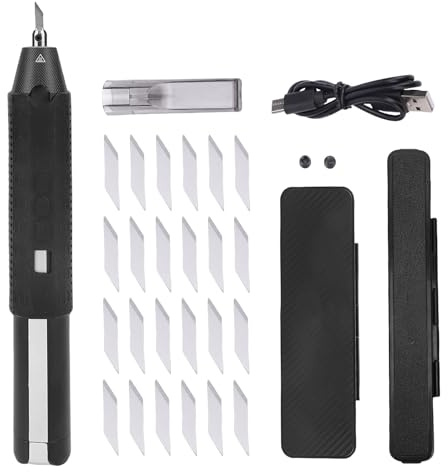 Bewinner Couteau à Ultrasons, Couteau à Ultrasons Portable 40 KHz avec 24 Pointes de Coupe, Outil de Bricolage pour Couper et Polir L'impression 3D, le Bois, le Panneau de Mousse, le