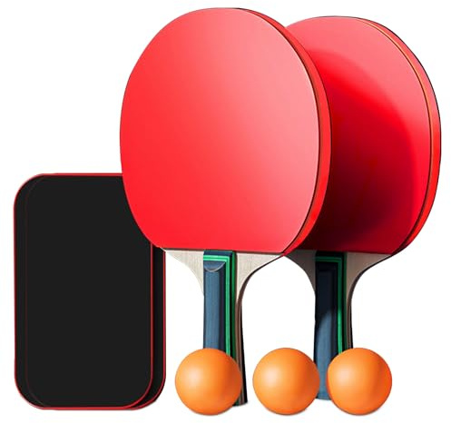 Tischtennisschläger, tragbares Tischtennis-Set, 2 Tischtennisschläger + 3 Tischtennisbälle + Tischtennishülle,2mm Schwammstärke, Für Drinnen & Draußen