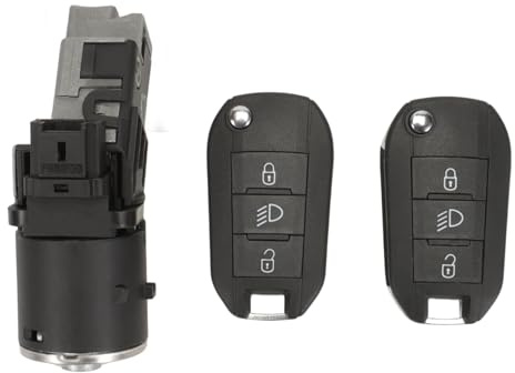 Anlseiod Neiman Serrure avec 2 Clés Pliables pour 207 307 308 3008 5008 807 Expert RCZ C4 Picasso C5 C8 Jumpy 4162KF Interrupteur D'Allumage antivol de direction contacteur 4162XT 9673257480
