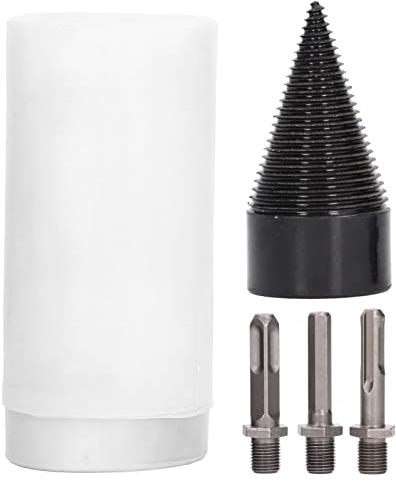 Juego de brocas para astillador de leña, broca eléctrica para astillador de troncos de leña con 3 brocas desmontables para roble, nogal y haya, taladro con punta cónica de acero al (38mm)