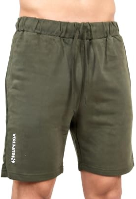 SUPERGA Bermuda Uomo Cotone - Pantaloncino Uomo Sportivo - Pantalone Tuta Corto (IT, Testo, XXL, Regular, Regular, 26343 Verde)