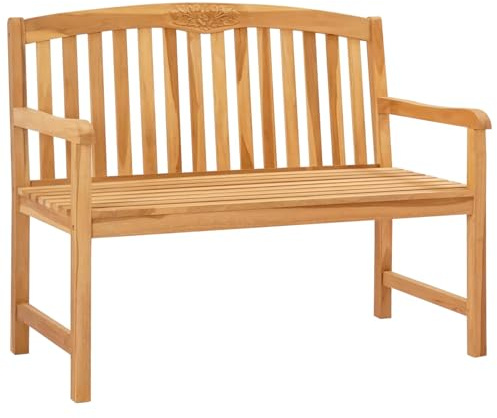 vidaXL Handgefertigte Rosenbank Natur 114 x 60,5 x 95 cm, Gartenmöbel, Teakbank für die Terrasse, Platz zum Chillen, robuste Holzmöbel, rustikales Design, Entspannung pur