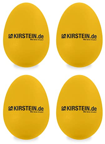 4x Kirstein ES-10Y Egg Shaker (Heavy Version, Schüttelei, Percussion, Rassel, robuste Kunststoff-Hülle, durchsetzungsfähiger Klang) gelb