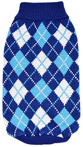 SAMGU Hündchen Pullover-Strickjacke Kleidung Turtleneck gestrickter für Hund Strickpullover Farbe tiefes Blau Größe Medium