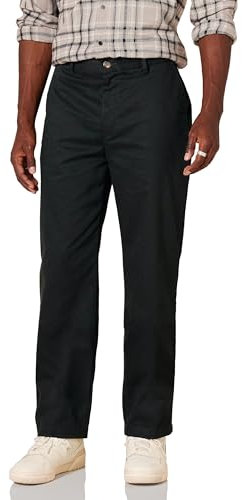 Amazon Essentials Men's Classic-Fit Wrinkle-Resistant Flat-Front Chino Trouser (Available in Big and Tall), Black, 33W / 32L