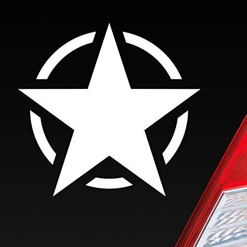 Auto Aufkleber US Army Stern USA Amerika America 10,2x9,7 cm Weiss Glanz Sticker Heckscheibenaufkleber