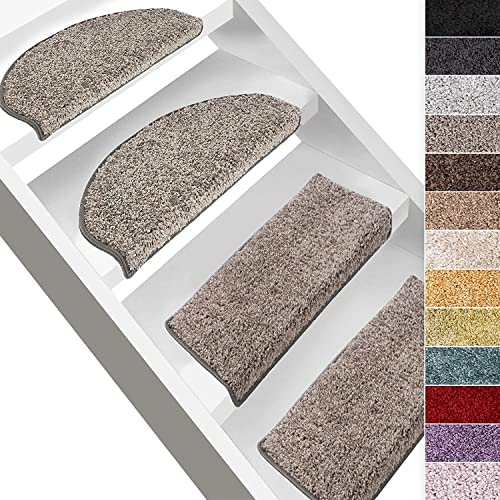casa pura Hochflor-Stufenmatte Bali - Halbrund oder eckig - 12 Farben Stufenmatten Produziert in Deutschland (rechteckig, Grau)