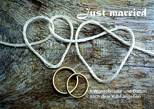 Crealuxe Fussmatte mit Wunschtext/Wunschname - Just Married - Hochzeitsfussmatte - 60x40 cm - Gummi Rückseite/rutschfest - Filzoberfläche - Bedruckte Türmatte - Innenmatte - Schmutzmatte