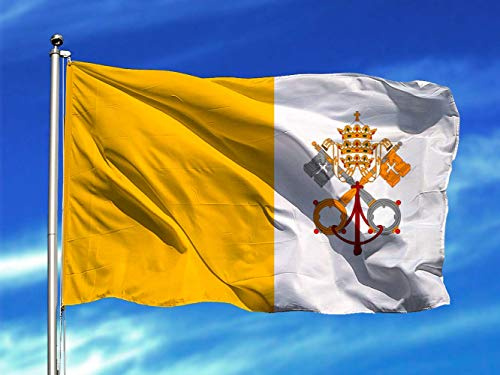 Oedim Bandera de Ciudad del Vaticano 85x1,50cm | Reforzada y con Pespuntes | Bandera con 2 Ojales Metálicos y Resistente al Agua
