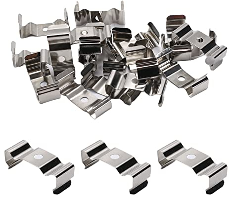Othmro 20 Stück T8 Clips Halterung Aufhänger für LED-Lichtröhre, LED-Leuchtstoffröhre, vernickelter Manganstahl