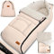 Kidiz® Babyfußsack Baby Fußsack Winterfußsack Babyschale mit Reißverschluss Kuschelsack Babydecke Kinderwagen waschbar verschließbarer Kopfteil,Tasche, passend für alle Kinderwagen, Beige