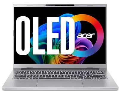 Acer Aspire 14 AI OLED (A14-61M-R8SZ) AI Laptop, Copilot+ PC, 14 Inch WUXGA OLED Display, AMD Ryzen Al 7 350, 32 GB RAM, 1 TB SSD, AMD Radeon 860M, Windows 11, QWERTZ Keyboard, Silver