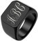 FaithHeart Schwarz Herren Monogram Siegelring Quadrat Bandring mit Buchstabe Gravur für Freunden Papa Ehemann