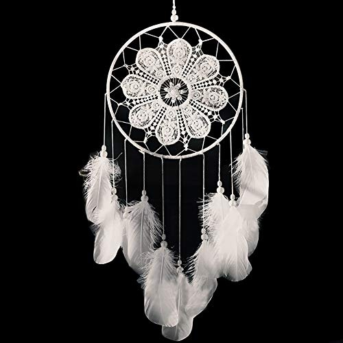 Cestor Windspiel, Feder, handgefertigt, ethisch, Bohemian, Traumfänger, Wanddekoration, Dekoration für Zuhause, Ornament, Festival, Hochzeit, Handwerk, Geschenk, Weiß