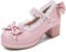 KISSASA Womens Cute Platform Shoes Chunky Mary Jane Heels Bow Court Shoes Size 9UK,Pink