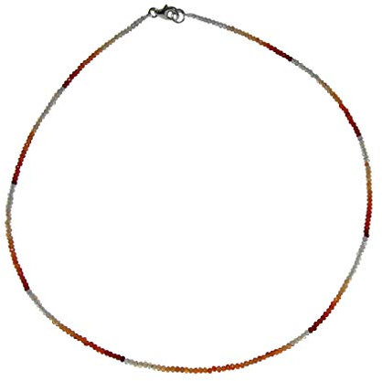 Janni-Shop-Ketten Feueropal 2 mm facettierte Kugel Kette ca. 45 cm mit 925er Silber Karabiner Verschluss