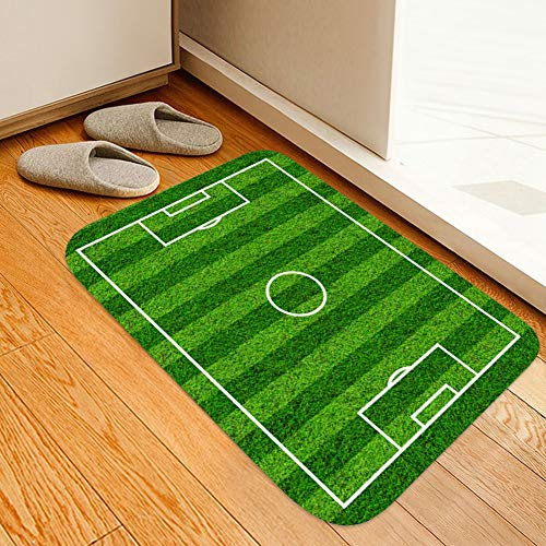 Redxiao Türmatte, rutschfest, Fußballfeld, grünes Feld, 3D-Motiv, Wasseraufnahme und rutschfest, geeignet für Badezimmer, Küche, Wohnzimmer, Schlafzimmer – 40 x 60 cm