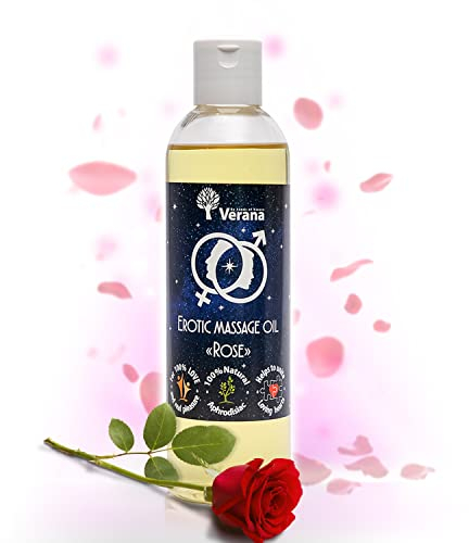 Verana Erotisches Massageöl, 100% Natürliche, Bio, Vegan, Alle Typen der Haut, Arten und Techniken der Sinnlichen und Tantrischen Massage, Yoni und Lingam massage 250ml (Rose)
