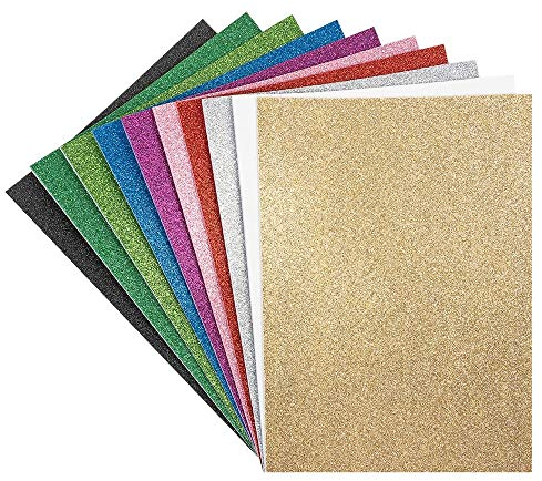 Ideen mit Herz Moosgummi-Platten mit Glitzer | selbstklebend | DIN A4 | 2mm | 10 Bogen | Bastelschaumstoff, EVA-Platten | ideal zum Basteln
