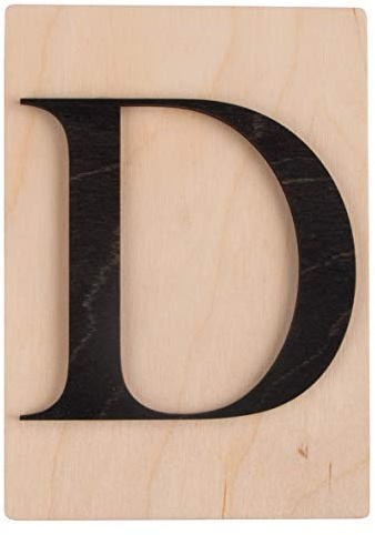 Rayher Holz Buchstabe D, FSC Mix Credit, Holzfliese 10,5x14,8cm, 3D-Buchstabe D in schwarz, 3mm starker Holzbuchstabe auf 4mm starker Holzfliese, 63095576