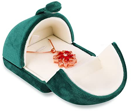 iSuperb Schmuck Geschenkbox Samt Schmuckschatulle Dunkelgrün schmuckkästchen damen schmuckkoffer Velvet Jewelry box für Ring/Armband/Anhänger (Kleine Anhängerbox)