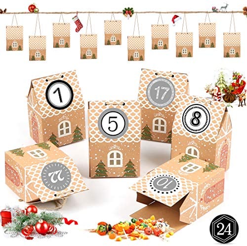 Adventskalender zum Befüllen, 24 Adventskalender Häuser, Adventskalender Selber Basteln Boxen, DIY Adventskalender zum Befüllen Häuser für Weihnachtlichen 2024 zum Basteln