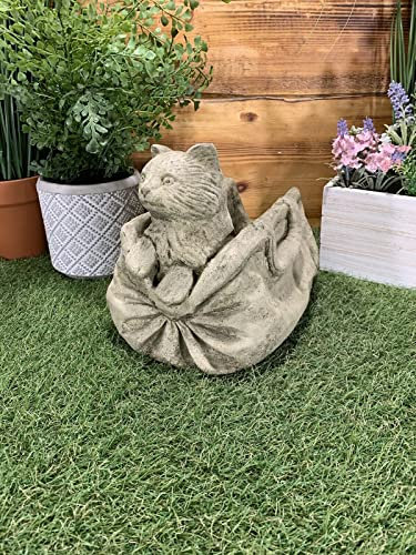 Stone Garden CAT in A Bag Planter Plant Pot Ornament