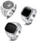 JeweBella 3 Stück Siegelring Herren Edelstahl Vintage Punk Biker Set Gothic Krone Schmuck für Männer Damen Größe 54-70