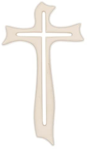 Holy Family Weißes Kruzifix, gebohrt, aus Harz und Jesus-Marmorpulver, Wandmontage, 19 cm und 34 cm, moderner Schlüssel, einzigartig in Ihrem Geschlecht, handwerkliches Produkt Made in Italy (34 cm)