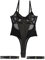 Aranmei Bodysuit für Damen Sexy Bügel Oberteil Mit Druckknopf im Schritt Mit Beinriemen und Tanga Bodysuit Dessous Set, Schwarz, S