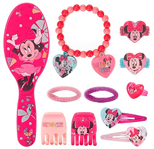 Disney Minnie Mouse 11pcs Girls Kids Hair Accessories Clips Comb Bands and Beauty Set