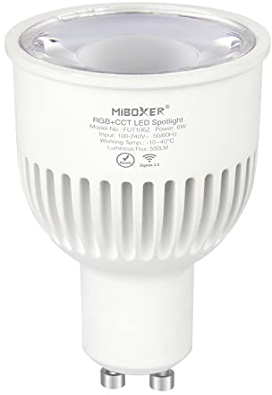 lighteu®, Milight Miboxer Zigbee3.0 RGBCCT 6W GU10 LED-Strahler kompatibel mit Zigbee Amazon Echo Plus APP/Sprachsteuerung, FUT106Z