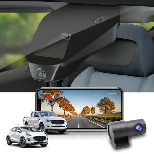 Fitcamx Dashcam anteriore posteriore compatibile con Ford Ranger 2019-2023 Modello europeo 2020-2023, Fotocamera Auto OEM integrata 2K, HD 1440P + 1080P Video WIFI, Sensore G, 64GB