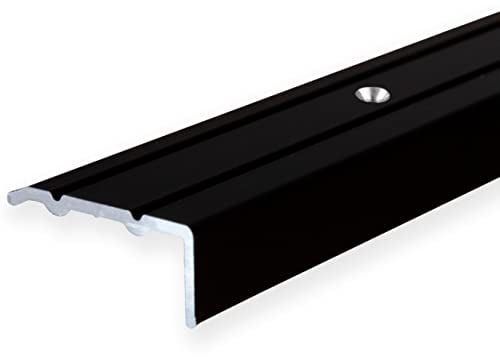 PROVISTON | Winkelprofil | Aluminium eloxiert | Schwarz | Breite 24.5 mm | Höhe 10 mm | Länge 1000 mm | Gebohrt | Treppenkantenprofil | Treppenwinkel | Treppenkante | Kombiwinkel | 1 Stück