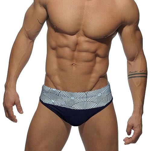 RQPYQF Costume Slip Uomo, Costume Mare Uomo Slip Piscina Costume Nuoto Slip Costume Uomo Swimming Brief Coulisse Regolabile YK95 Taglia M - XXL (Marina, XL)