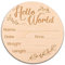 Ankündigungsschild Baby aus Holz, 15cm Durchmesser Hello World Schild Meilenstein Karten für Baby Neues Baby Schilder Holz für Krankenhaus Kindergarten Frischgebackene Eltern Babyparty