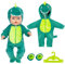 Carreuty Puppenkleidung Puppenkleider Set für 14–17 Zoll Baby Puppen Dinosaurier Jumpsuit mit Kapuze, Socken und Kleiderbügel Puppenzubehör für 36-43 cm Baby Puppen (Keine Puppe)
