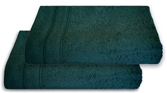 Viste tu hogar Juego de 2 Toallas de Baño 50x100cm 100% Algodón, Toallas Verde Oscuro Multiusas 400g/m². Toallas de Lavabo Extrasuave al Tacto