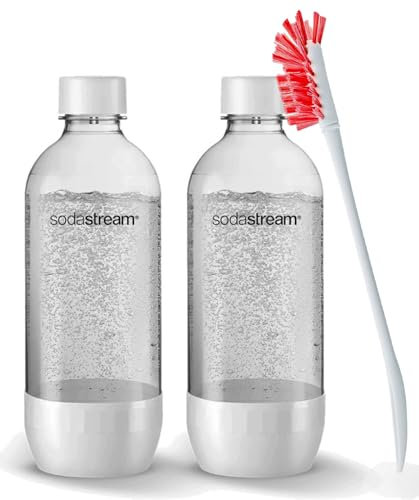 DELIQO Sodastream 2 Pack White Premium Soda Seltzer Water Bottles Carbonating Bundle with Kidscare Brush Soda Stream Dish Washer