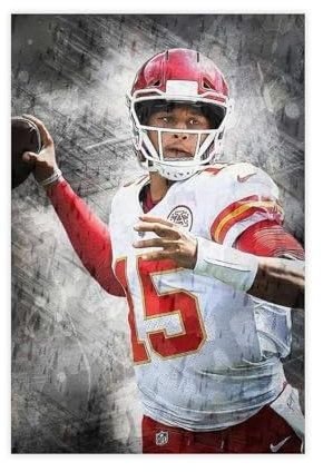GeDiz Patrick Mahomes II American Football-Spieler, Leinwand-Poster, Wandkunst, Dekor, Bild, Gemälde für Wohnzimmer, Schlafzimmer, Dekoration, ungerahmt, 30 x 45 cm