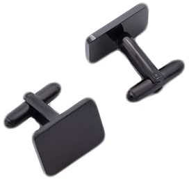 Skcess Manschettenknöpfe Herren Personalisiert Schwarz, Manschettenknöpfe Rechteck Titan Manschettenknöpfe Herren 1.8X1.4 cm