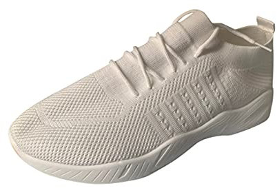 CCOOfhhc Sportschuhe Damen Weiß Sportlich Für Sporthalle Damenschuhe Walkingschuhe Schuhe Fitnessstudio Flache Stretch Freizeitschuhe Atmungsaktiv Halbschuhe Große Größe Fitness Basketball