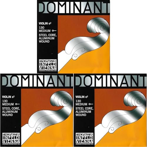 Thomastik cuerda suelta para 4/4 violín dominant - cuerda mi núcleo de acero, entorchado de aluminio, mediana, bola. (Paquete de 3)