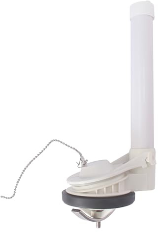 FinFuture Universal Toilet Flush Valve, 2 One Piece Toilet Replacement Parts, Toilet Repair Kit with Flap and Chain, Easy to Install, White