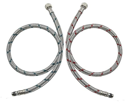 2 Piezas Mangueras de Grifo Cocina G3/8 x M10, Trenzada de Acero Inoxidable Flexible Mangueras Trenzadas Latiguillos de Fontanería 800mm Latiguillo de Grifo Flexible para Cocinas Baños