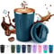 Volhoply Taza de café de viaje aislada al vacío de doble pared de 12 onzas con tapa abatible, taza de café reutilizable de acero inoxidable a prueba de fugas, vaso térmico portátil adecuado para