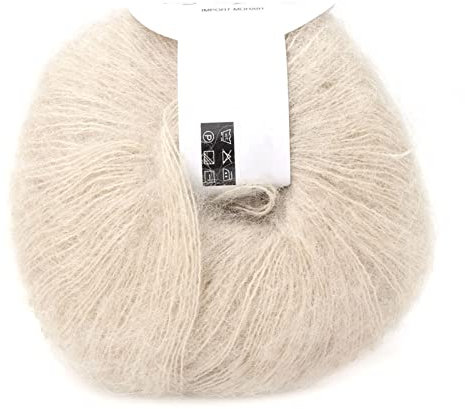 Drops Kid Silk Mohair-Garn - Wolle, Kaschmir-Mohair-Mischgarn - Premium-Materialmischung - Weiche Strickwolle für DIY-Weben (17 beige)